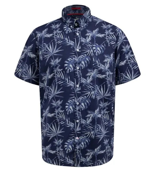D555 Truro Navy Hawaiian Overhemd blauw Printed Big Men Size