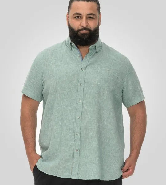 D555 Falmouth-2 Overhemd Mint Linnen-Mix Big Men Size
