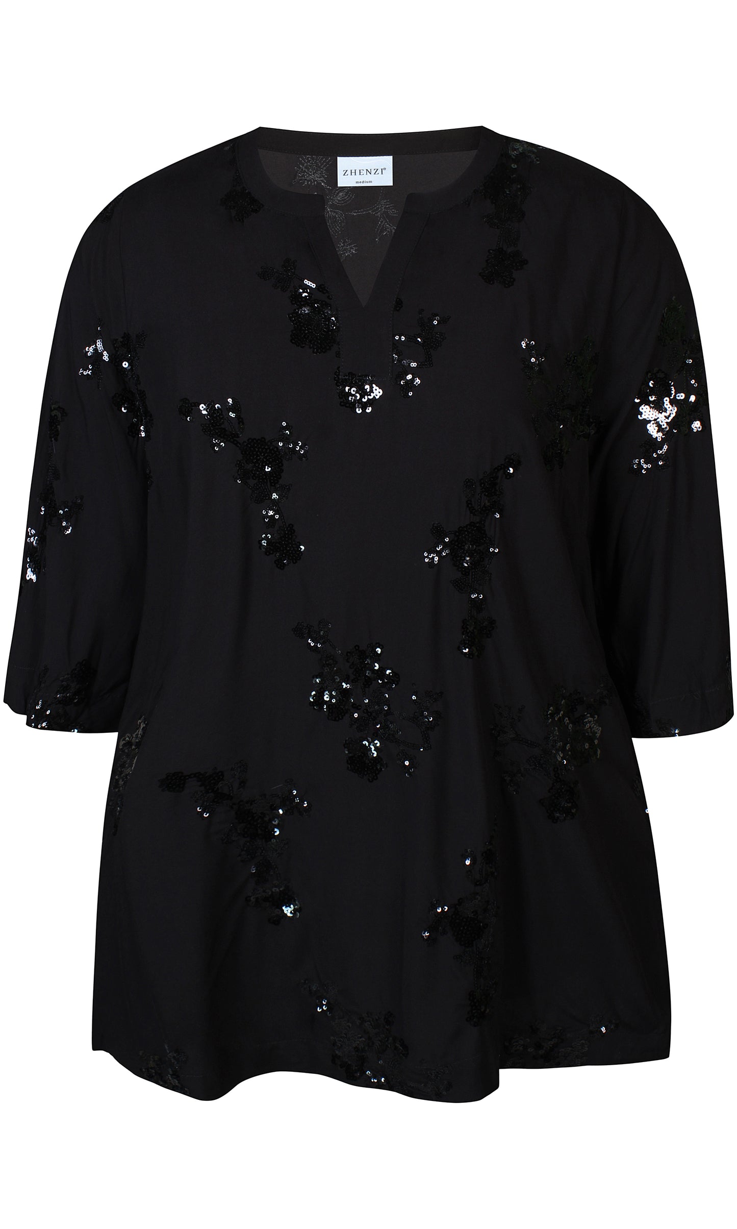 Zhenzi Dusa Top 572 zwart pailletten