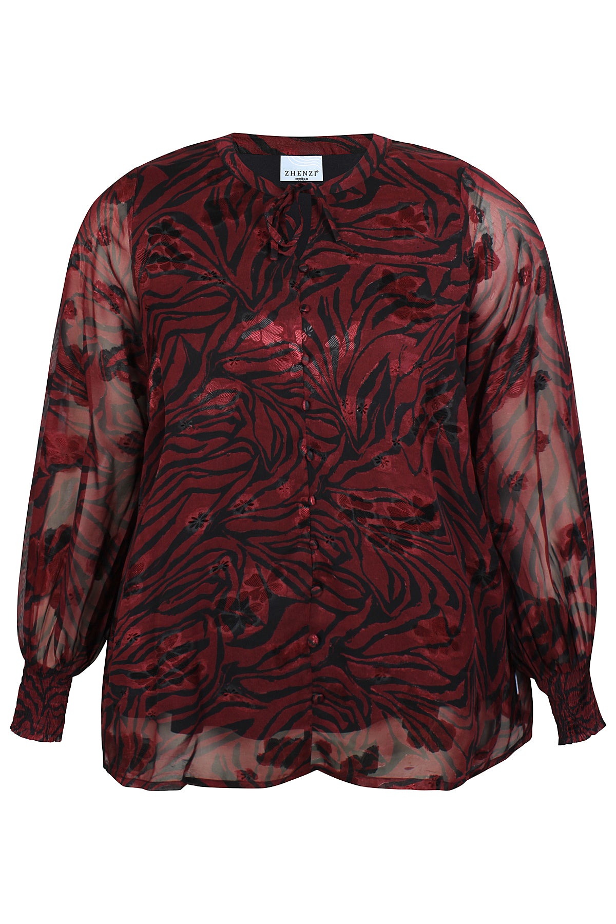 Zhenzi Zh-Tula 1121-Blouse L/S Burgundy red