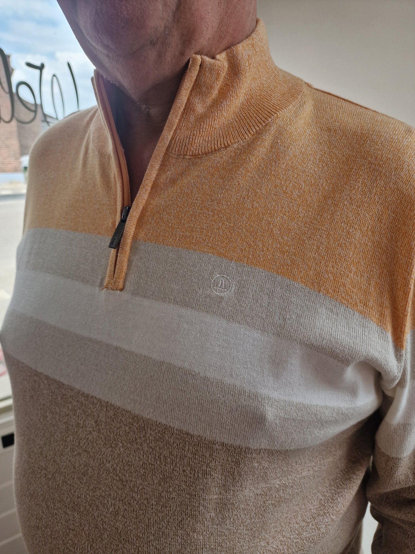 Chris Cayne Trui Oranje/Beige gestreept