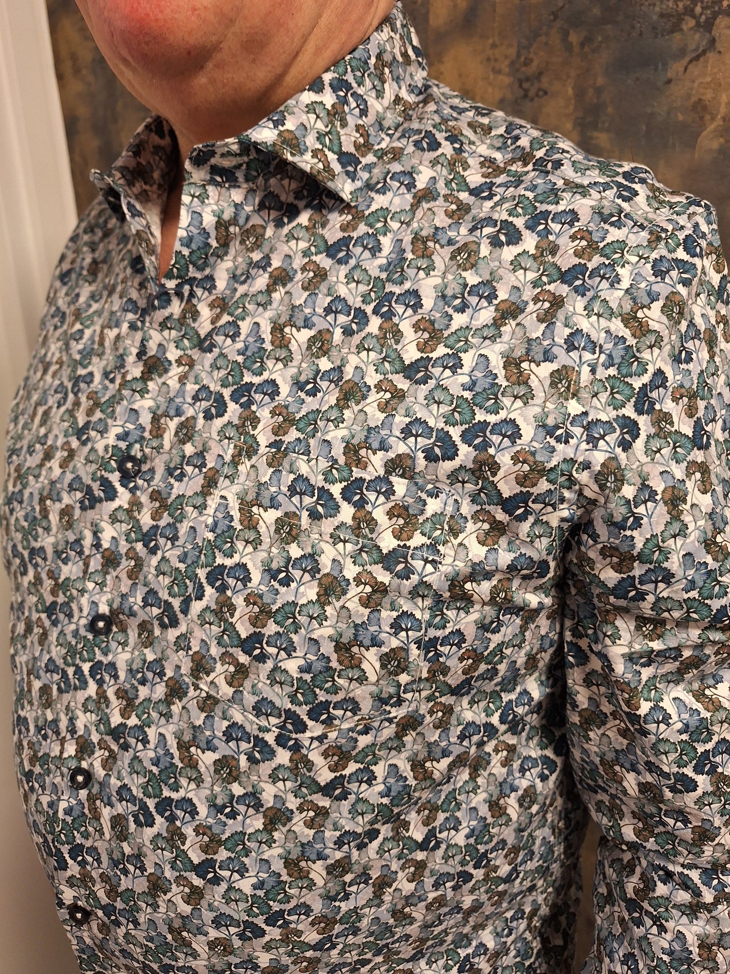 Boston Brothers Overhemd bladeren meerkleurig