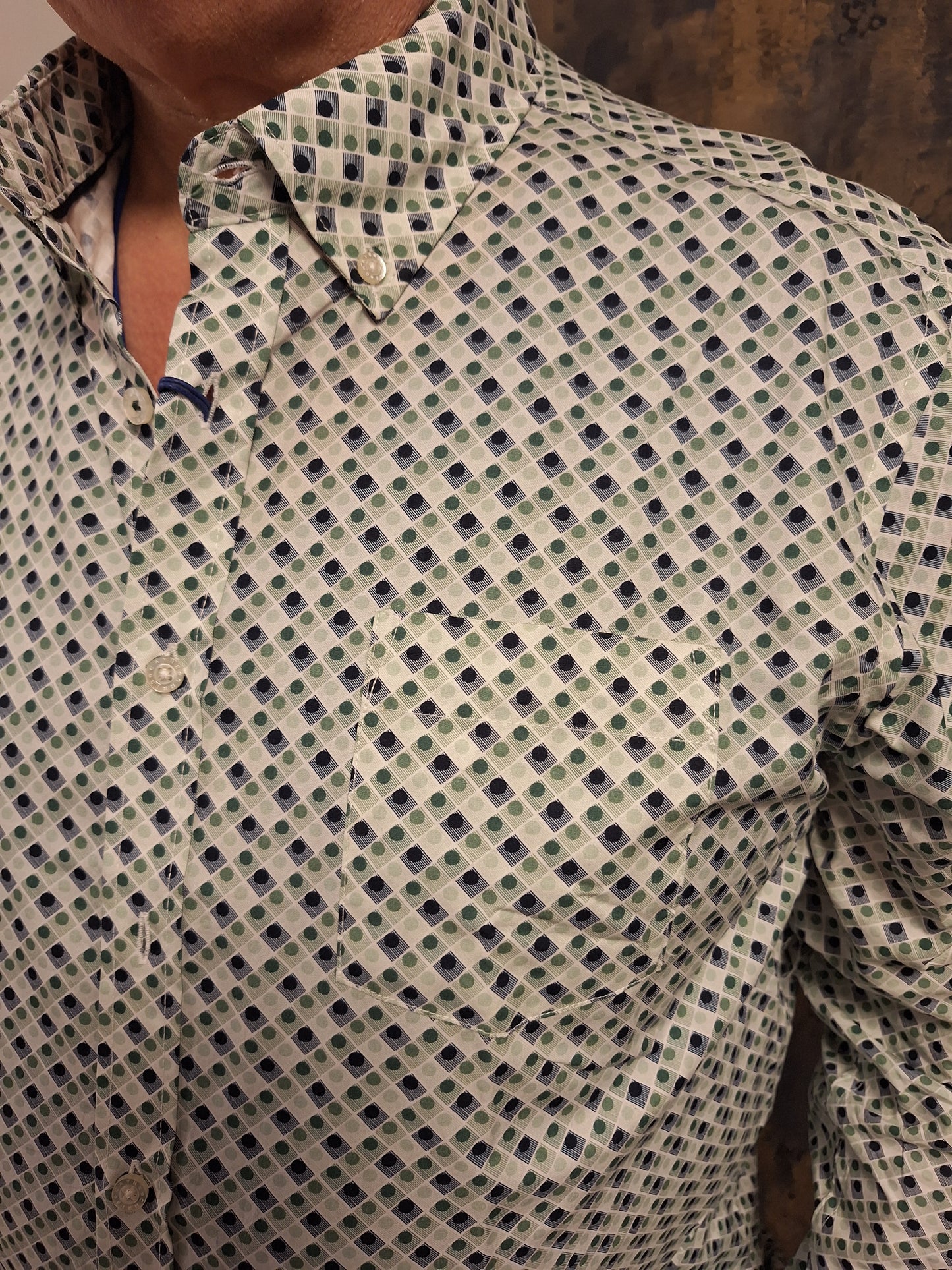 Chris Cayne overhemd groen blauw bolletje