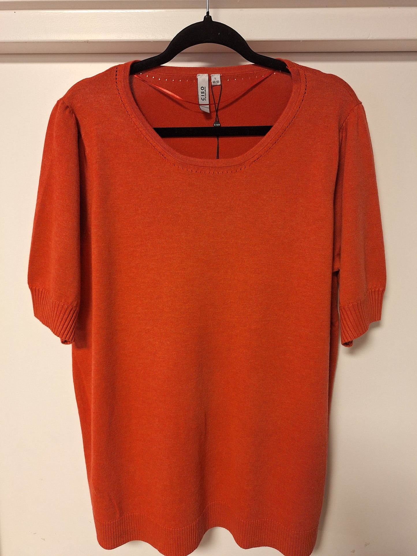 Ciso dunne trui met korte mouwen oranje/rood