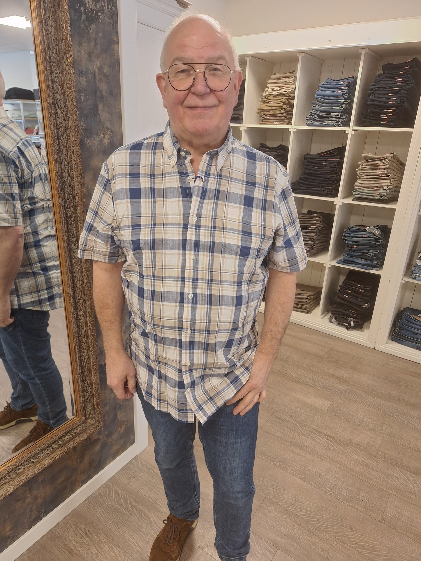Chris Cayne overhemd ruit blauw geel wit