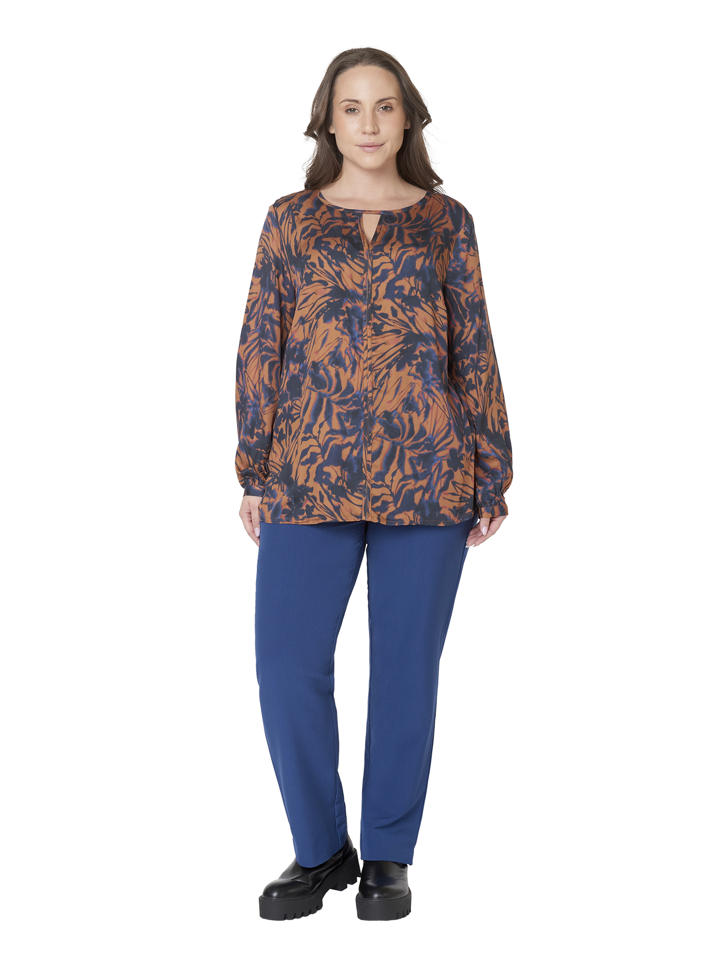 Ciso blouse bruin blauw