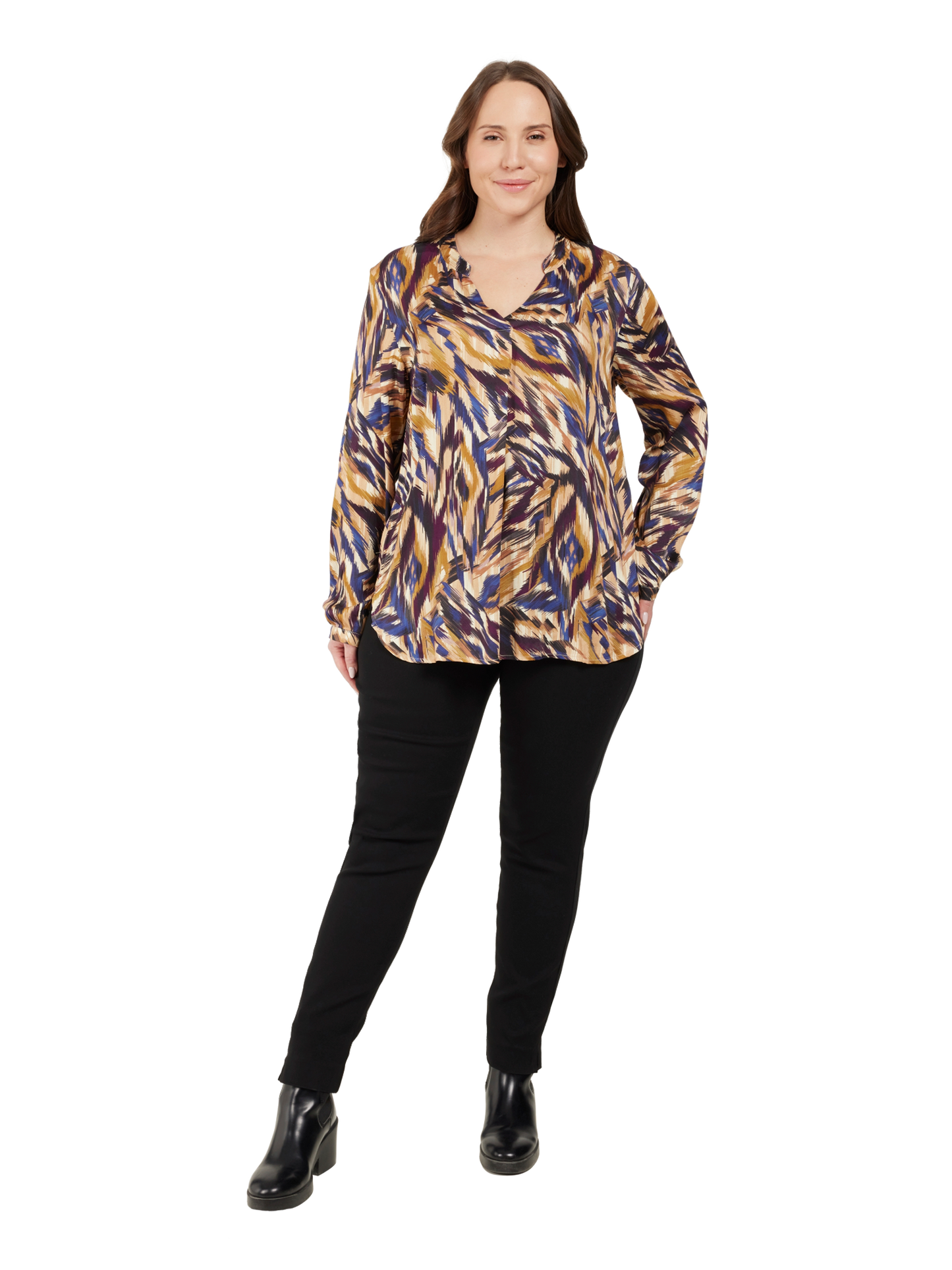 Ciso blouse beige blauw