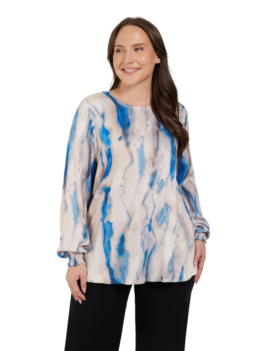 Ciso Blouse Blue/Sand Mix