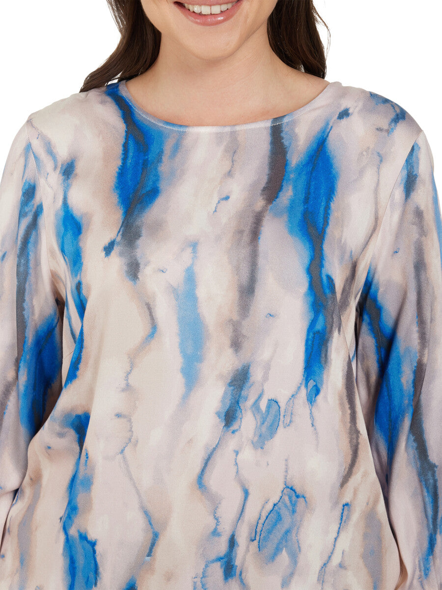 Ciso Blouse Blue/Sand Mix