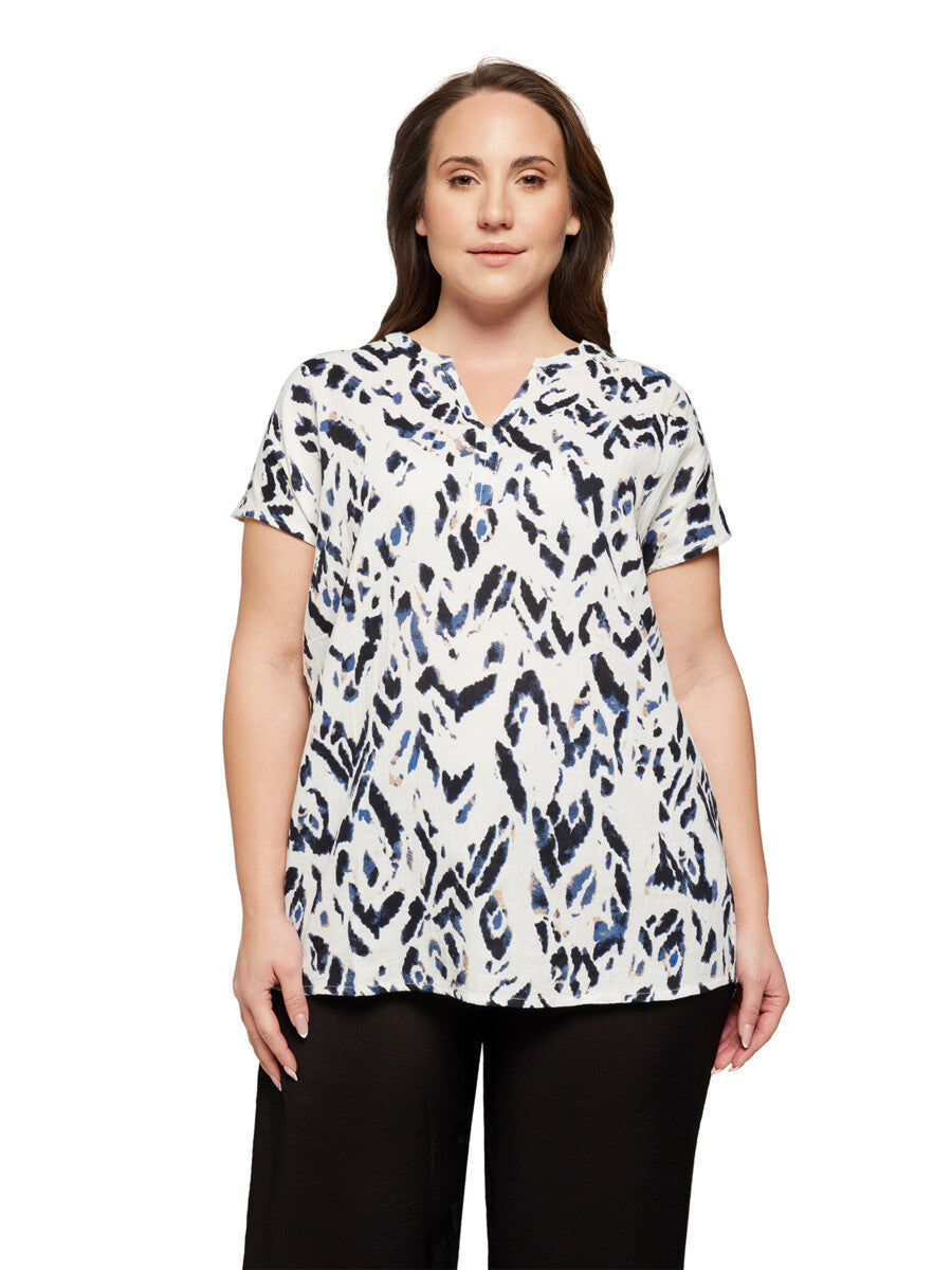Ciso top wit blauw