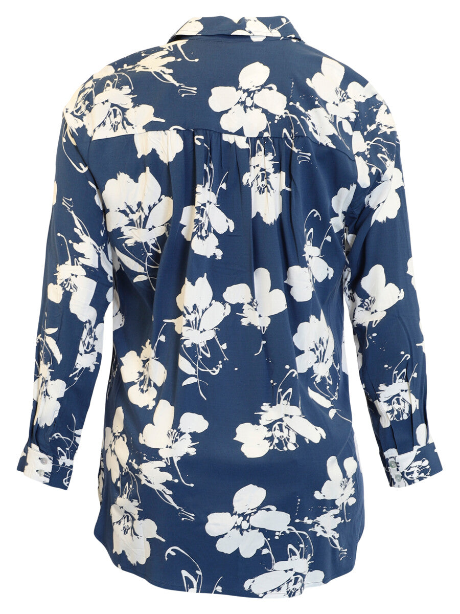 Ciso blouse blauw-wit bloem
