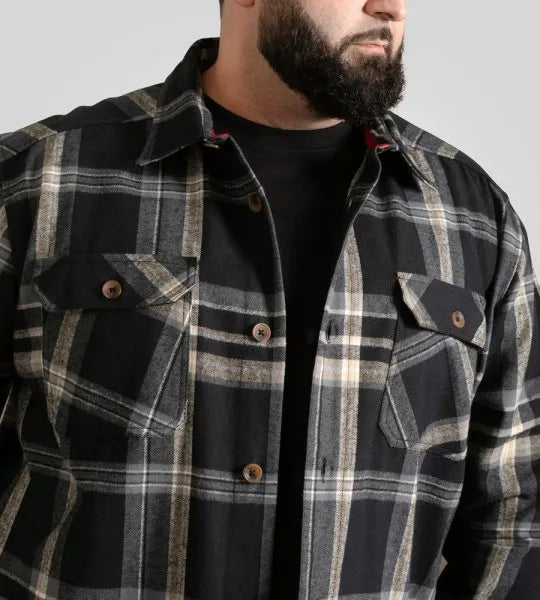 DUKE 555 FALKIRK ZWAAR-SHACKET OVERSHIRT ZWART/WIT BIG SIZE