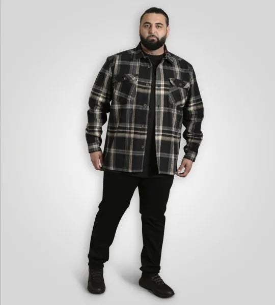 DUKE 555 FALKIRK ZWAAR-SHACKET OVERSHIRT ZWART/WIT BIG SIZE
