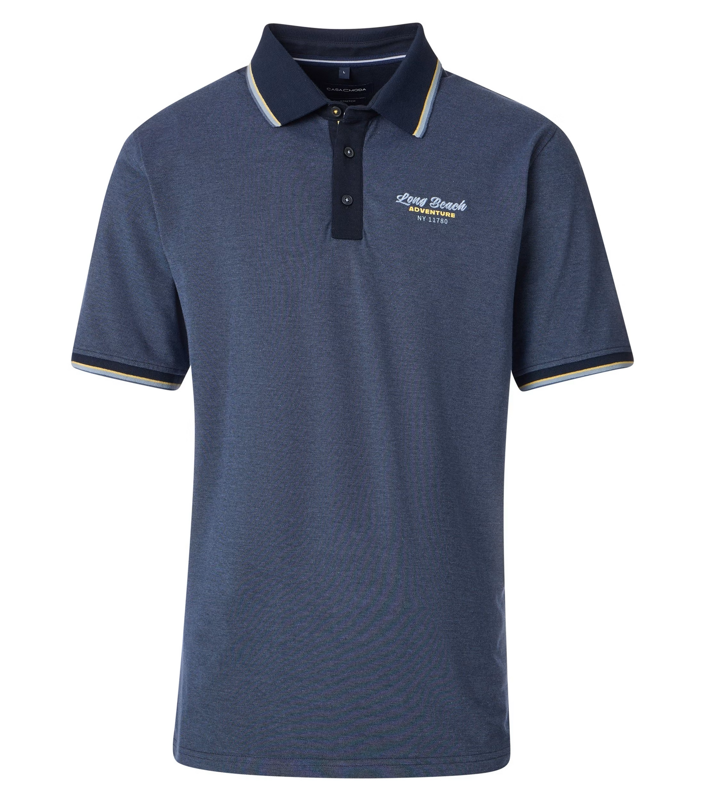 Casa Moda polo donkerblauw gele bies