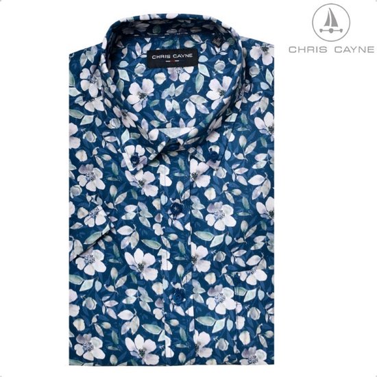 Chris Cayne overhemd blauw gebloemd
