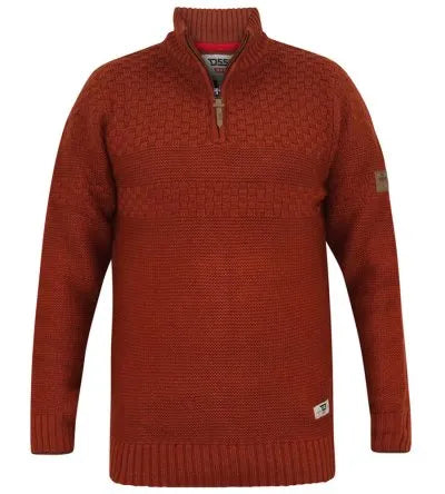 Duke 555 Kelton 1/4 Zip Neck Jacquard gebreide trui Oranje/bruin