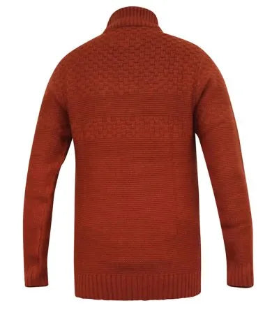Duke 555 Kelton 1/4 Zip Neck Jacquard gebreide trui Oranje/bruin