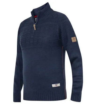 Duke 555 YATES 1/4 Zip Neck Jacquard gebreide trui Blauw