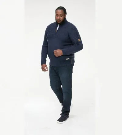 Duke 555 YATES 1/4 Zip Neck Jacquard gebreide trui Blauw