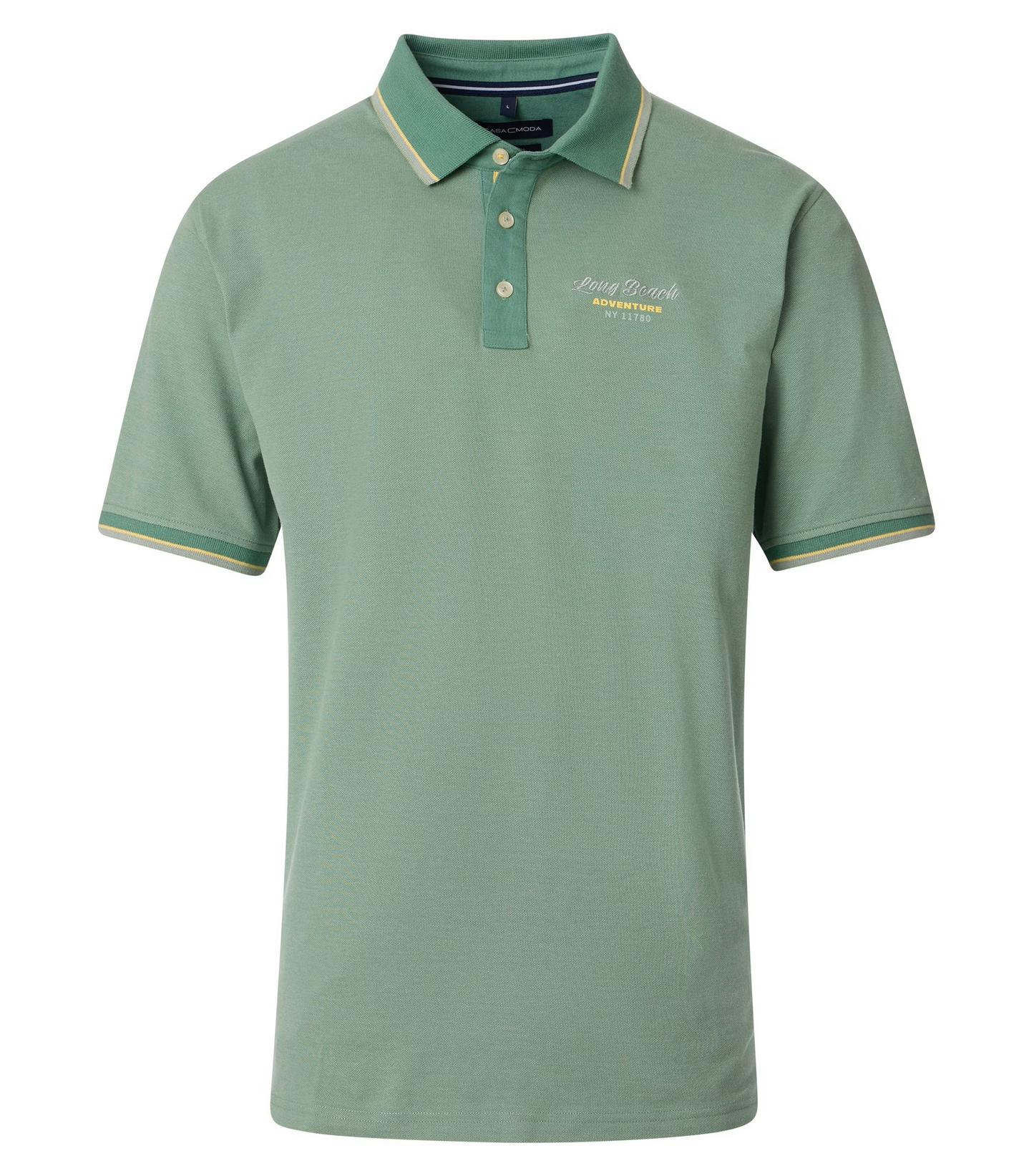 Casa Moda polo lichtgroen gele bies