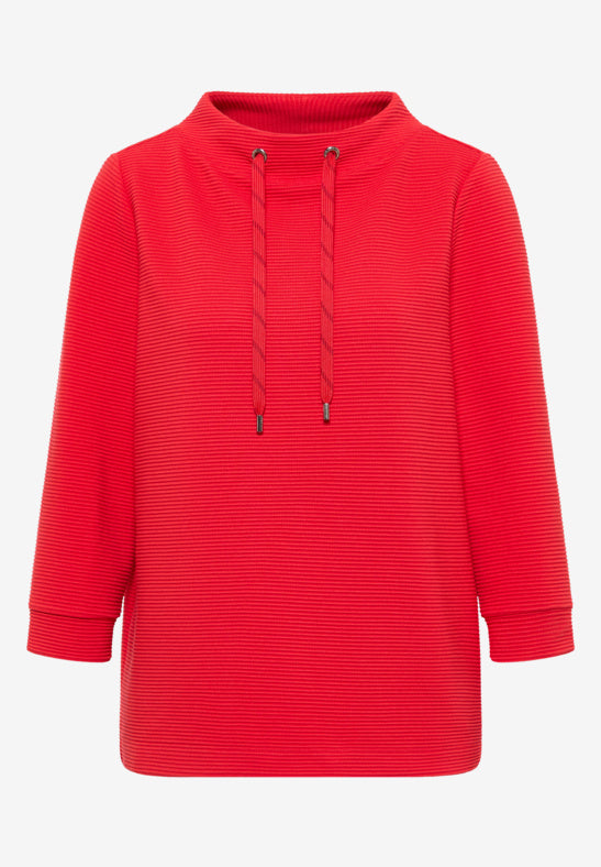 Cecil Solid Ottoman Funnel Neck fiery red