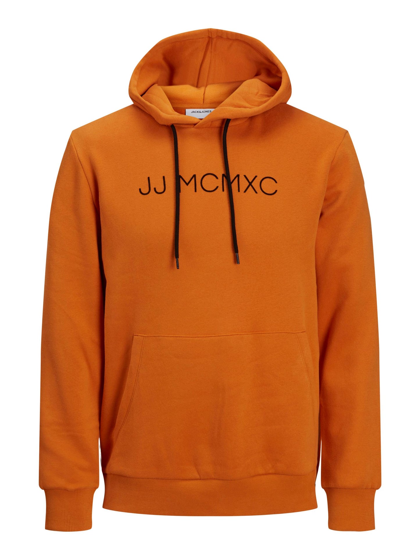 JACK&JONES JJHUGO FLOCK SWEAT HOOD PLS ORANJE