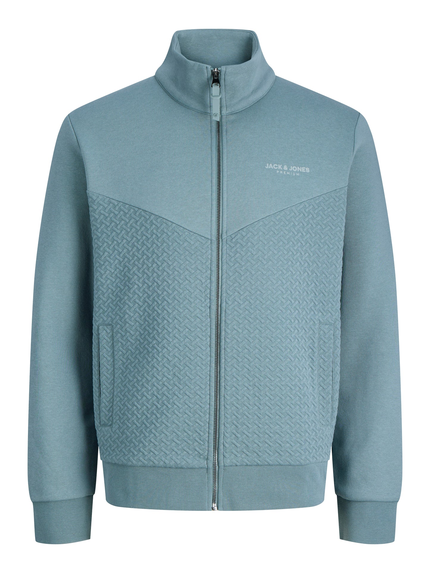 JACK&JONES JPRBLUFRANKIE SWEAT ZIP HIGH NECK LICHTBLAUW