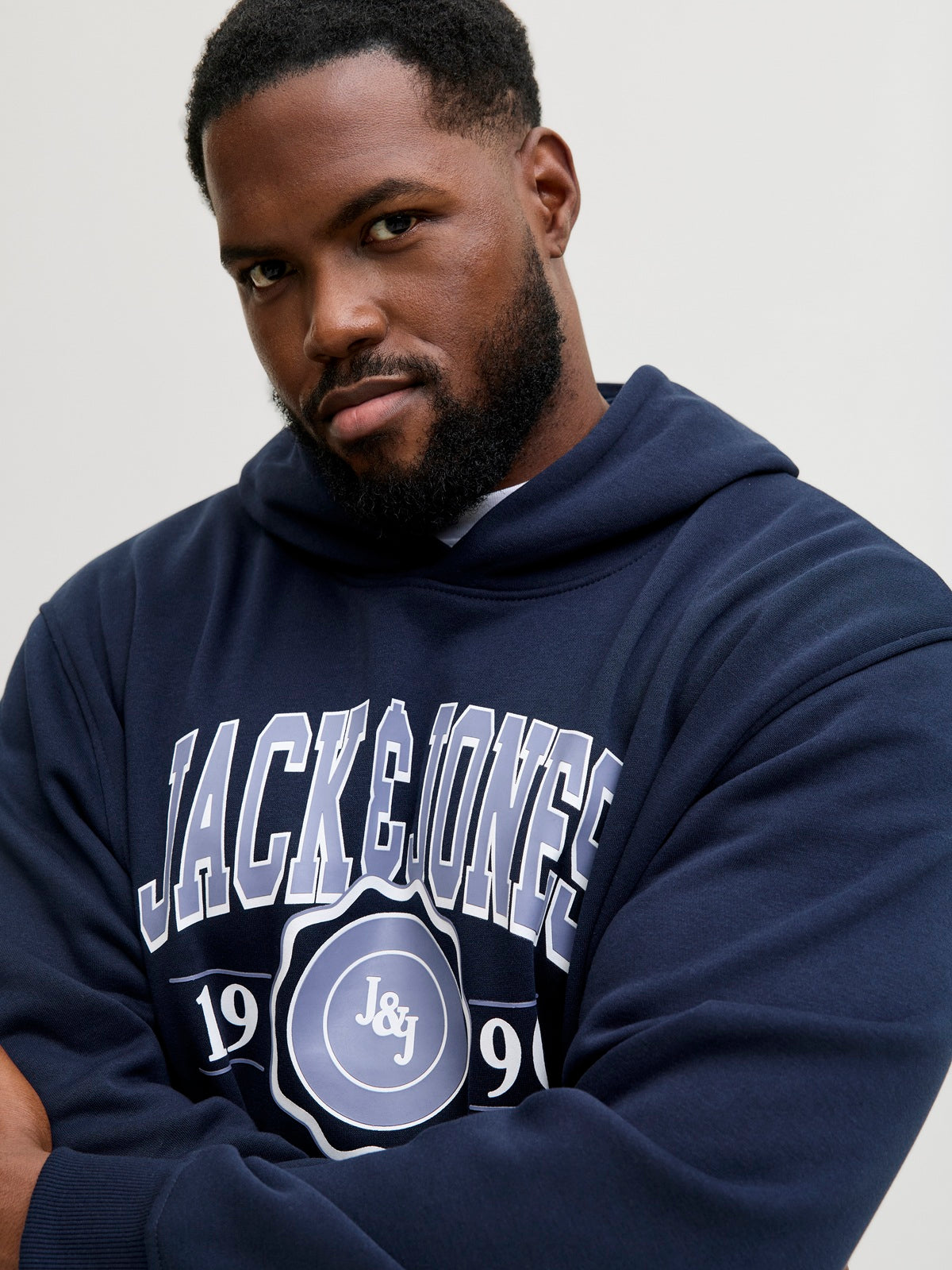 JACK&JONES JJMAKO SWEAT HOOD PLS BLAUW