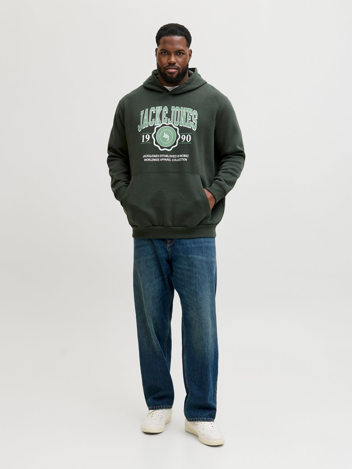 JACK&JONES JJMAKO SWEAT HOOD Kleur Groen