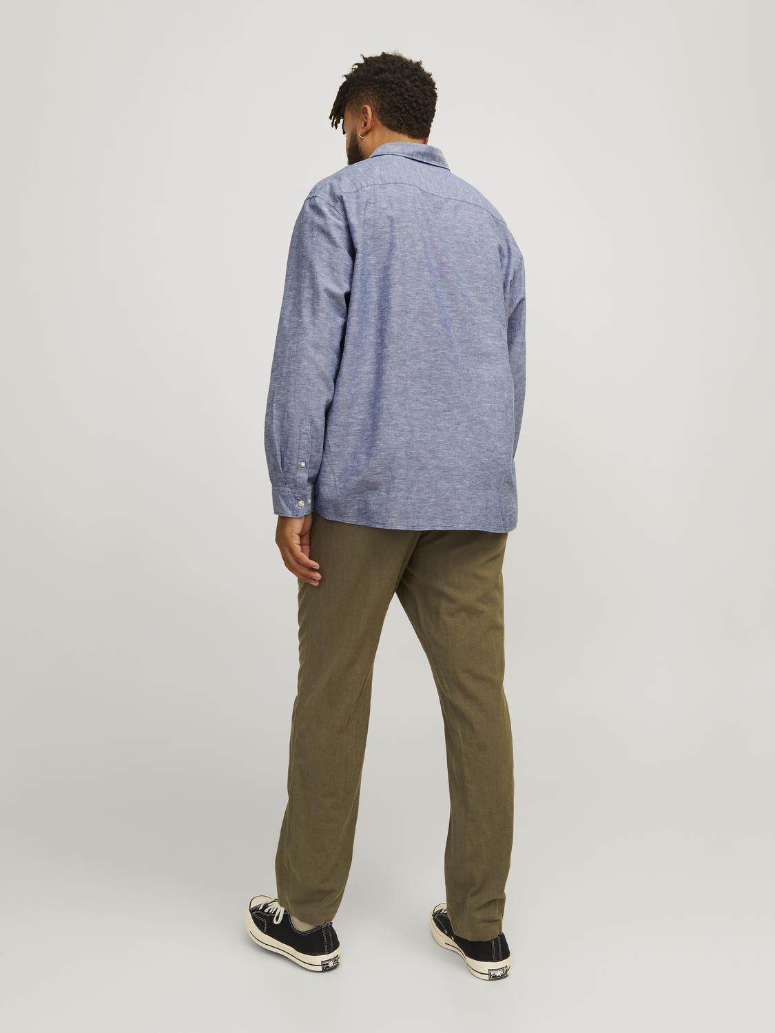 JACK & JONES JJELINEN BLEND SHIRT BLAUW GROTE MAAT