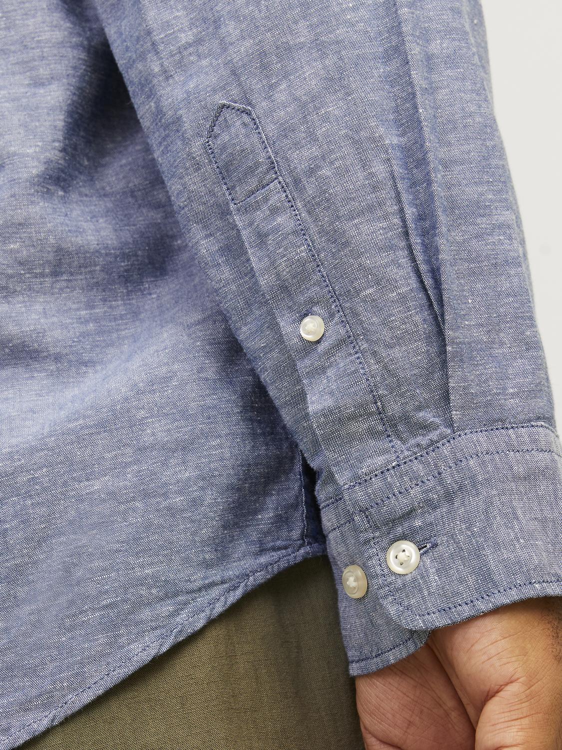 JACK & JONES JJELINEN BLEND SHIRT BLAUW GROTE MAAT