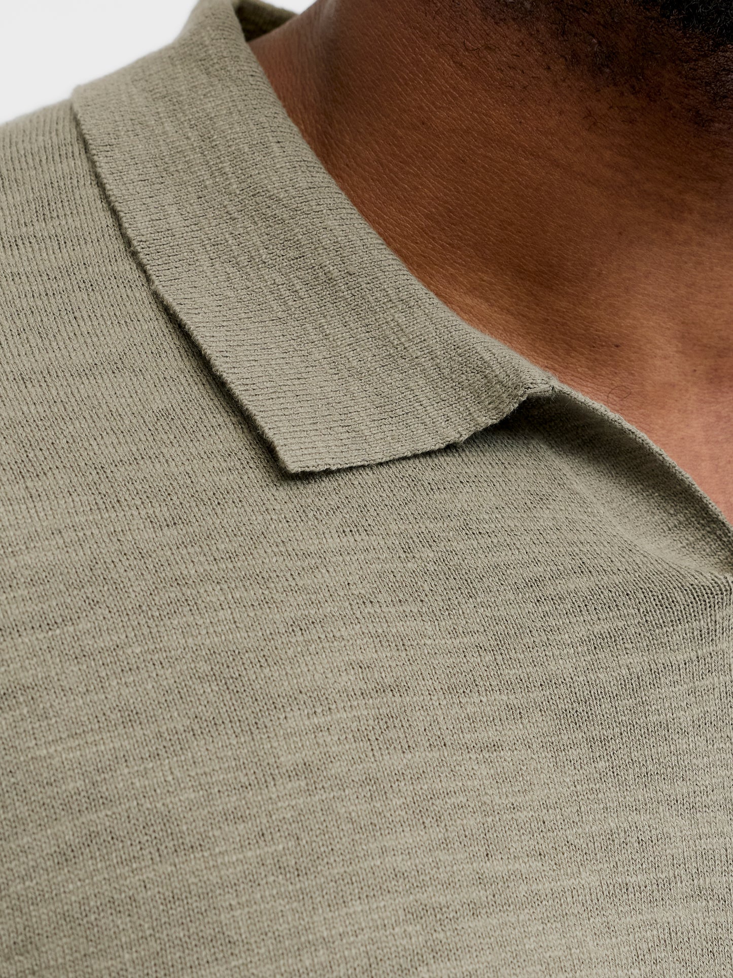 JACK&JONES JJKANE SLUB KNIT SPLIT NECK POLO PLS GROEN