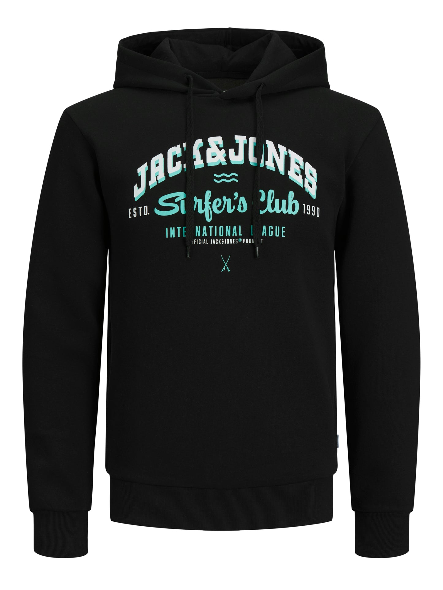 JACK&JONES JJELOGO SWEAT HOOD PLS ZWART