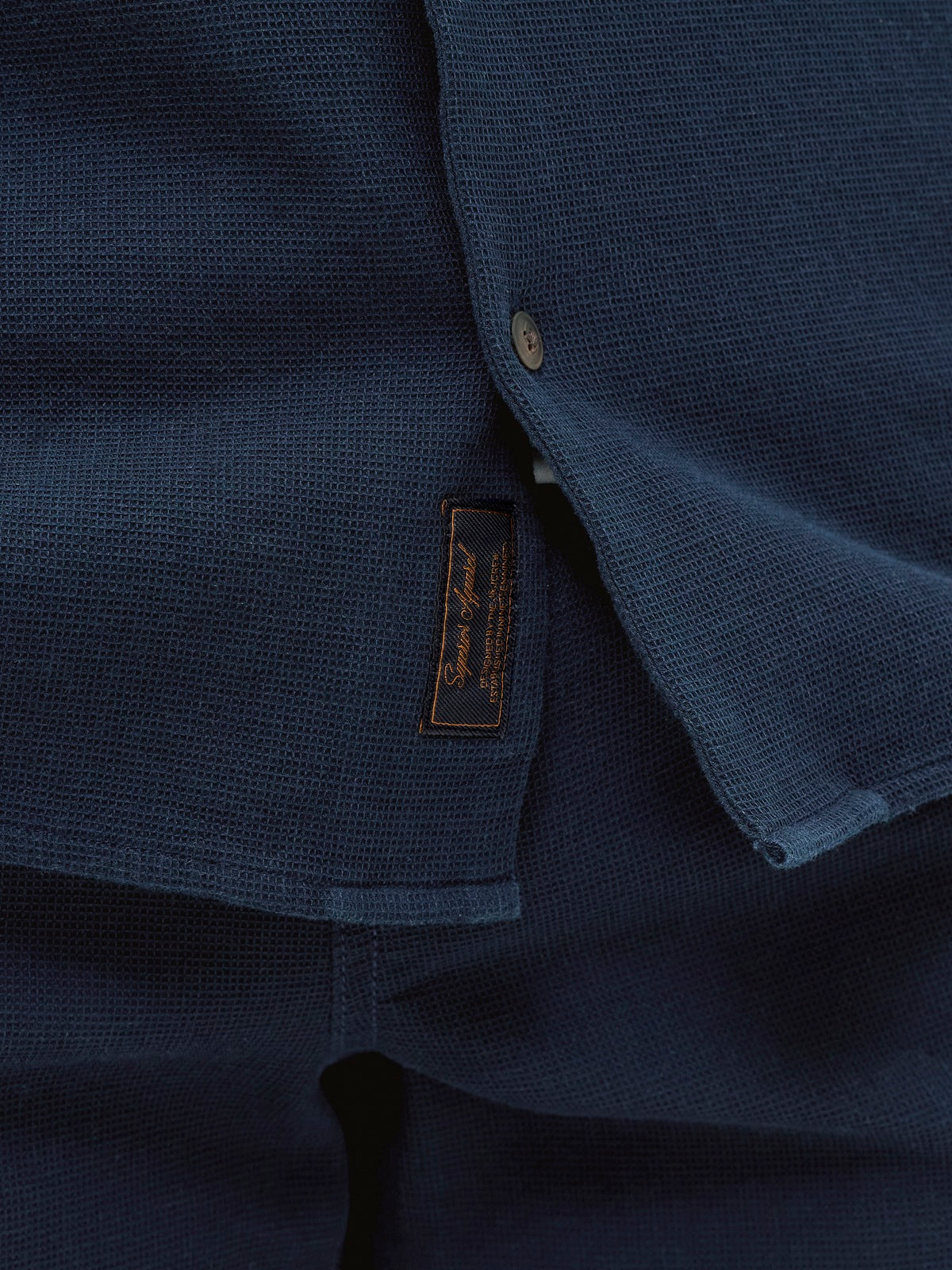 JACK&JONES JJGLOBAL WAFFLE RESORT SHIRT SS PLS DARK NAVY