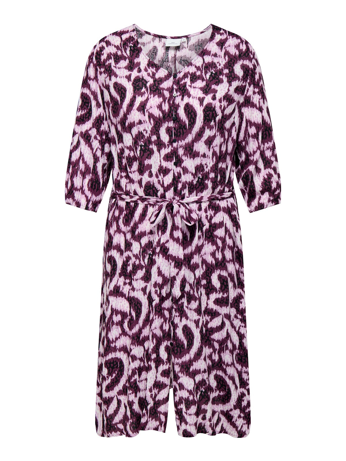 ONLY CARMAKOMA CARTYLA LIFE 3/4 BLK DRESS AOP