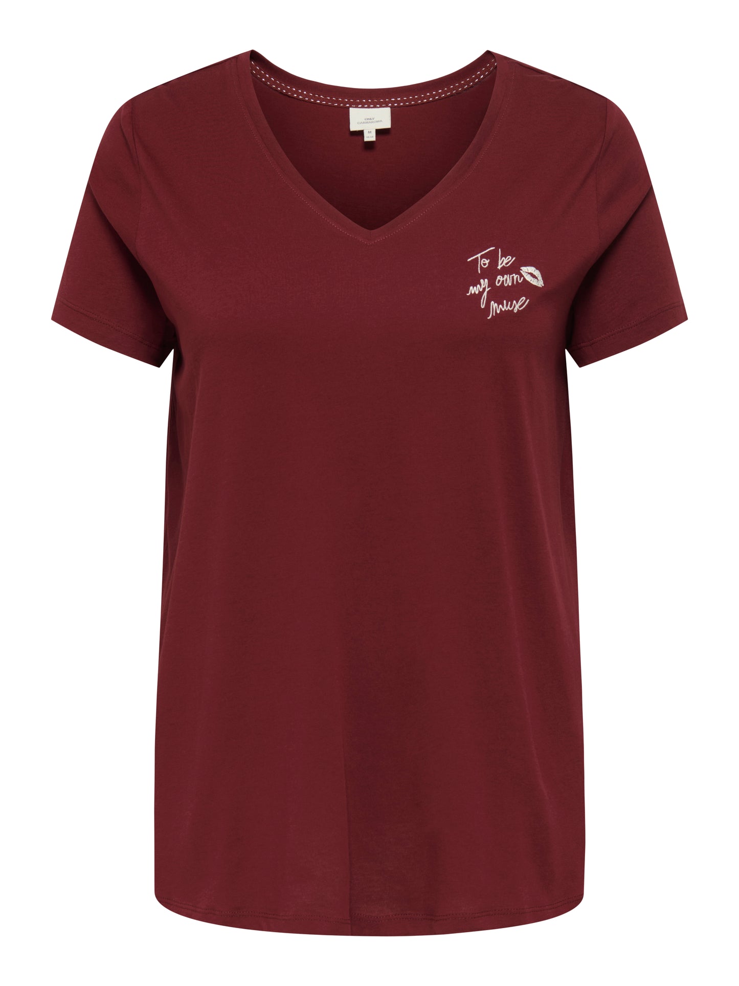 ONLY CARMAKOMA CARKALLIE LIFE SS V-NECK A-SHAPE TEE WIJNROOD