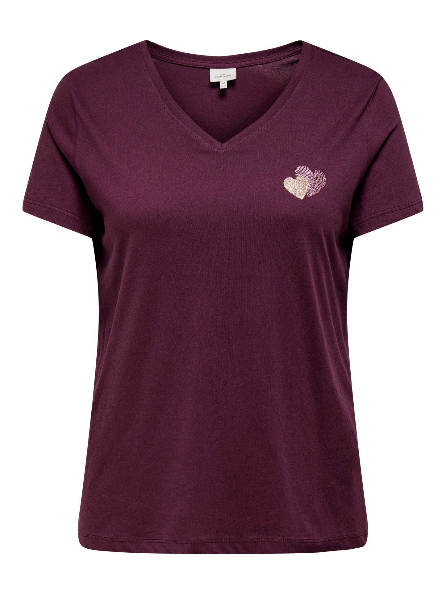 ONLY CARMAKOMA CARBONNIE LIFE S/S V-NECK REG TEE JRS BORDEAUX