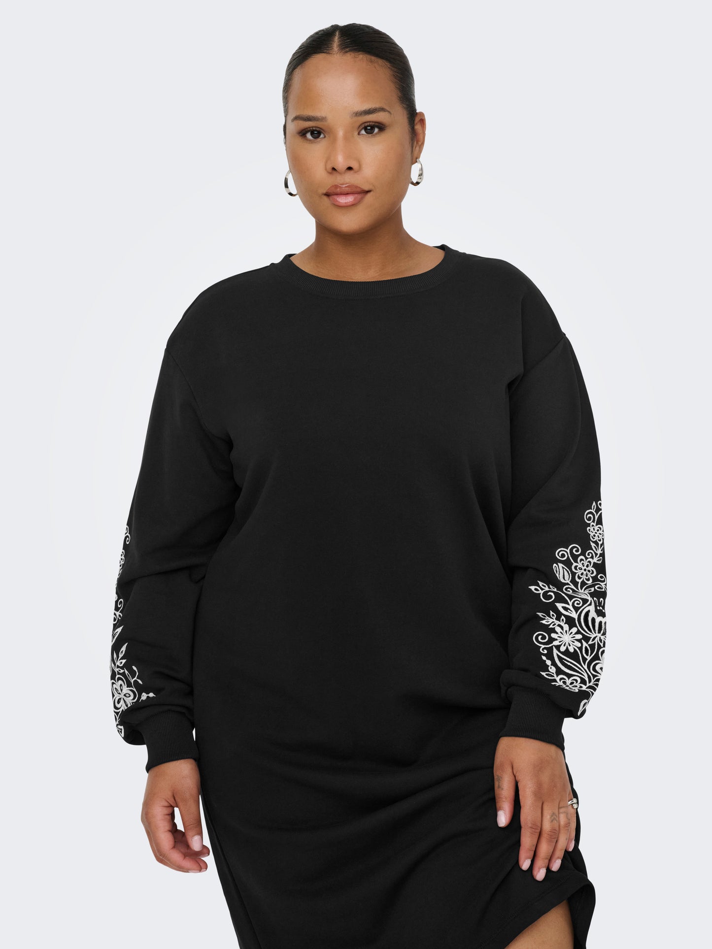 ONLY CARMAKOMA CARJENNA LS O-NECK SWEAT DRESS SWT ZWART