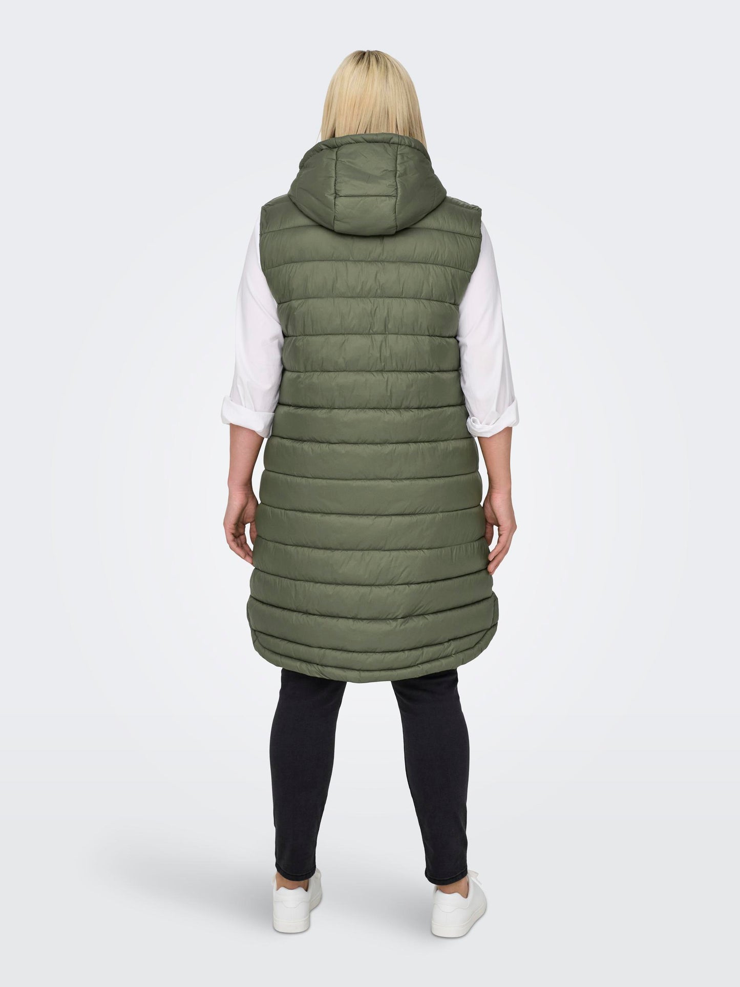 ONLY CARMAKOMA CARMELODY OVERSIZE QUILT WAISTCOAT OTW GROEN