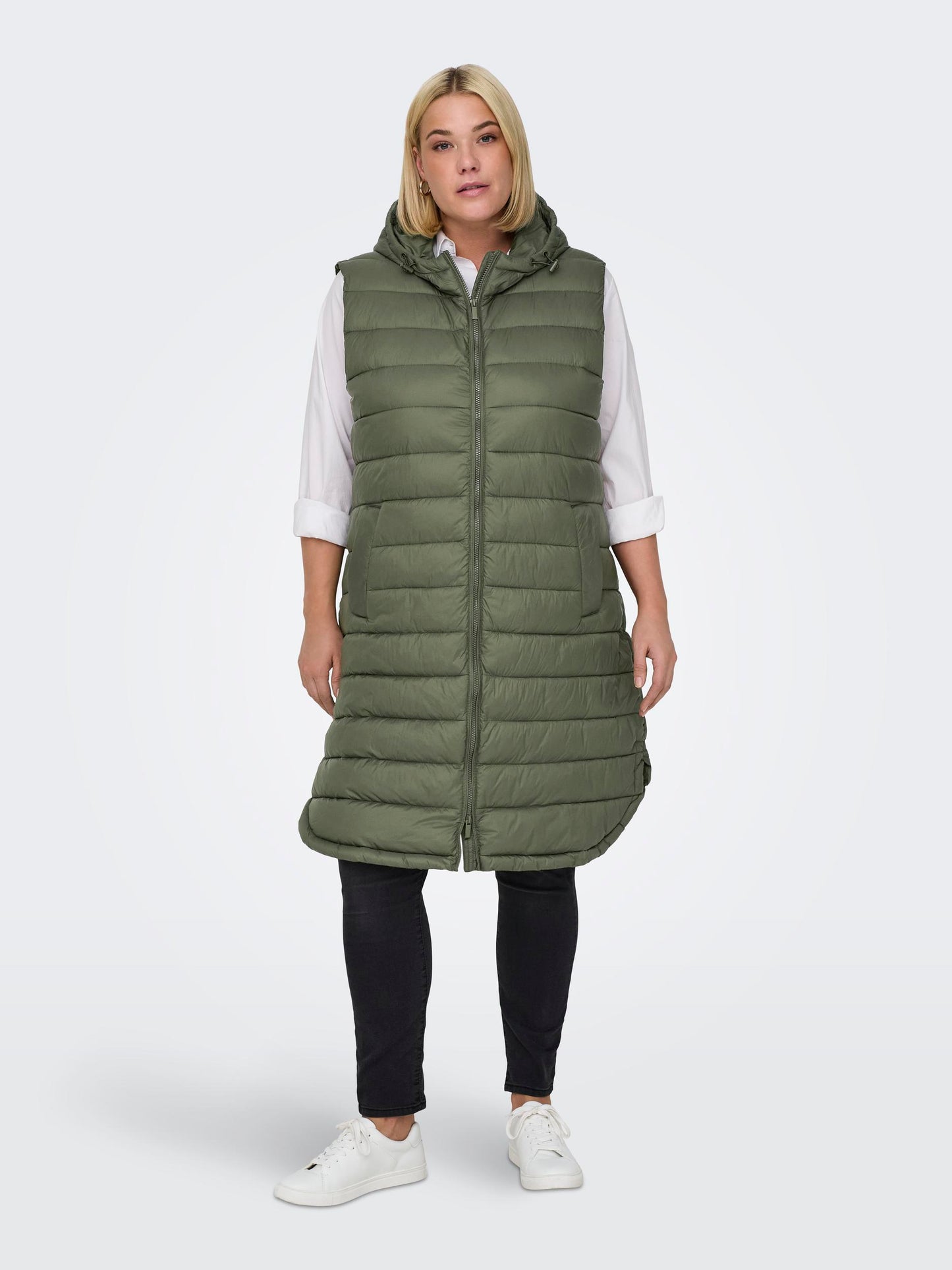 ONLY CARMAKOMA CARMELODY OVERSIZE QUILT WAISTCOAT OTW GROEN