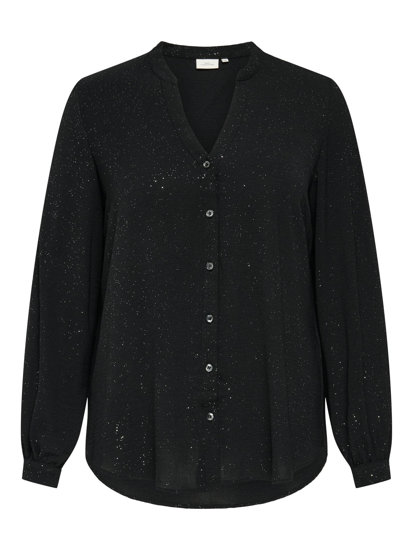 ONLY CARMAKOMA CARJOSEE METTA LIFE L/S V-NECK SHIRT ZWART/GLITTER