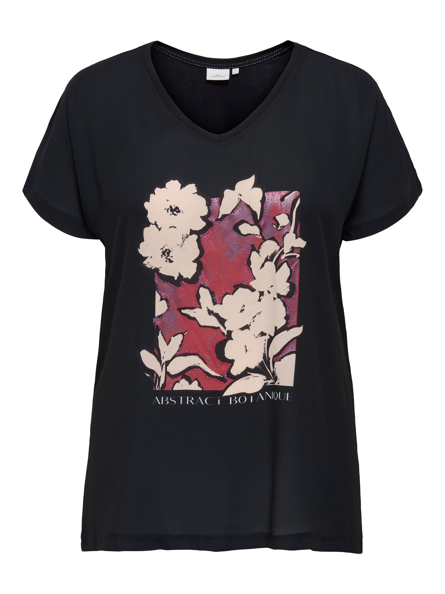 ONLY CARMAKOMA CARKETTY LIFE SS V-NECK MIX TEE JRS ZWART