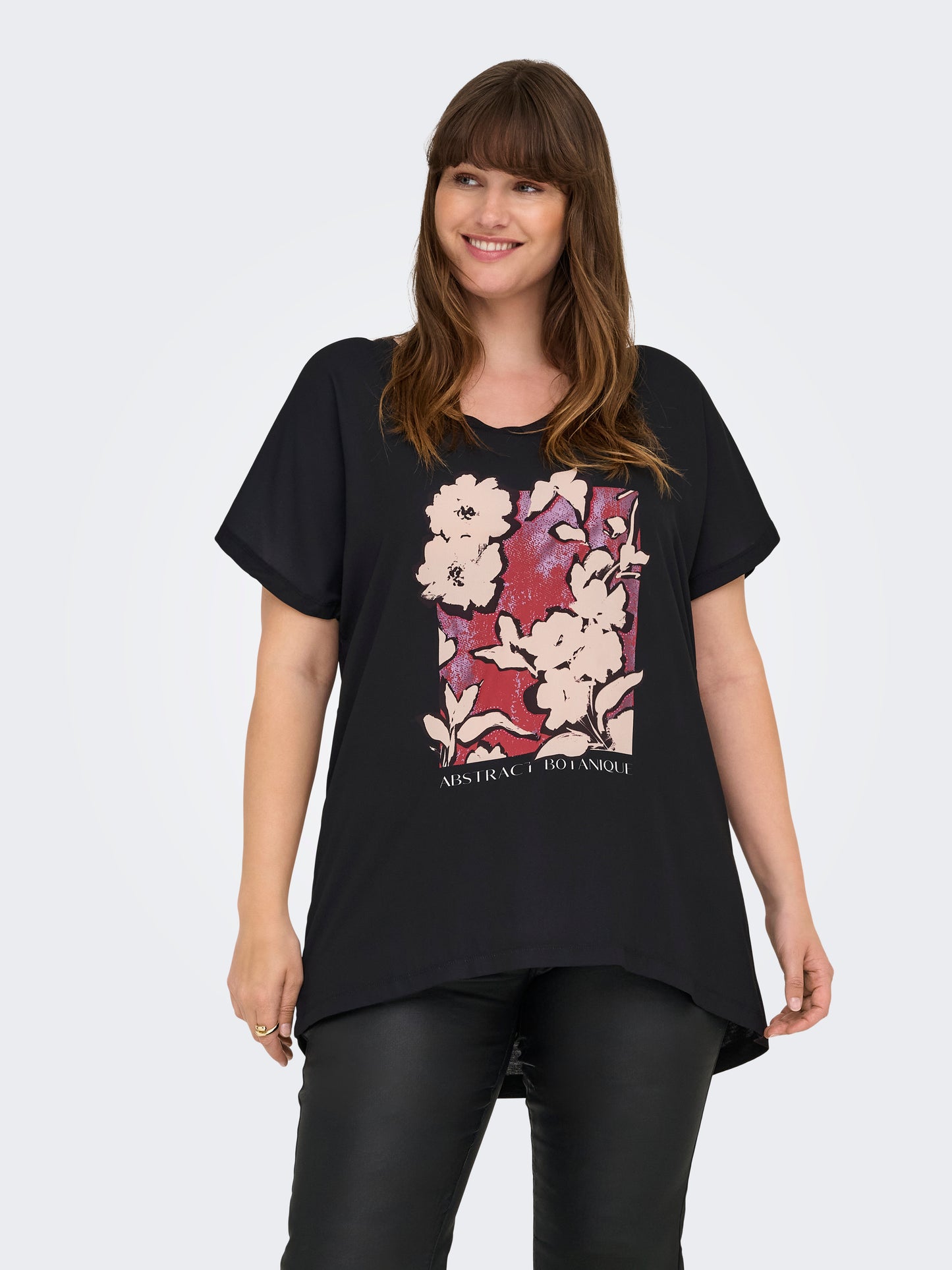 ONLY CARMAKOMA CARKETTY LIFE SS V-NECK MIX TEE JRS ZWART