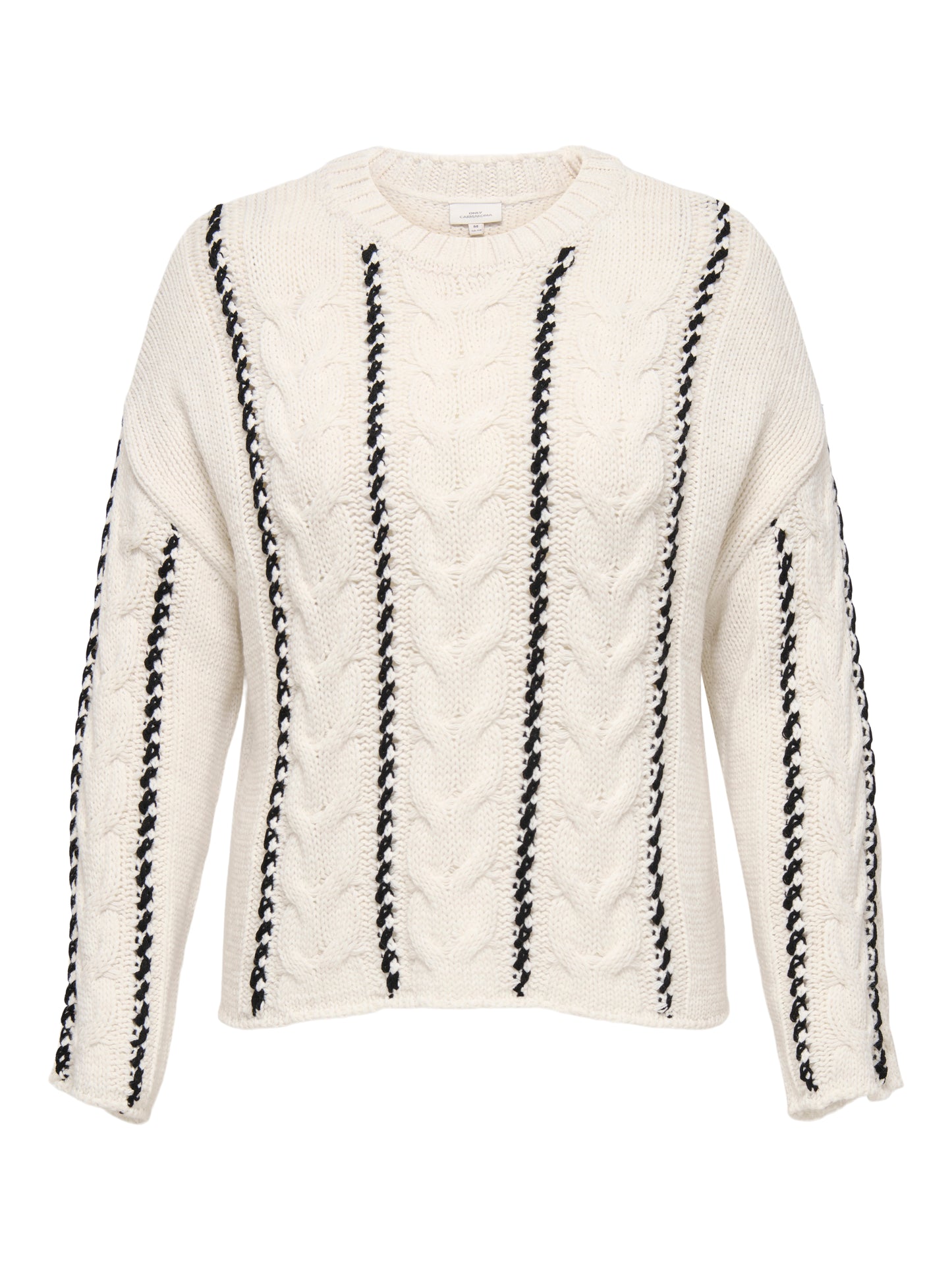 ONLY CARMAKOMA CARTESSA CABEL STITCH LS O-NECK KNT WIT