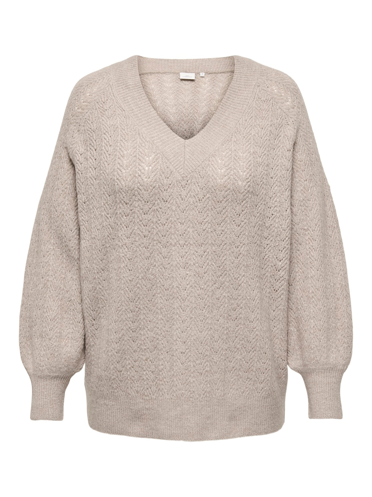 ONLY CARMAKOMA CARLUCILLA LS GLITTER V-NECK KNT