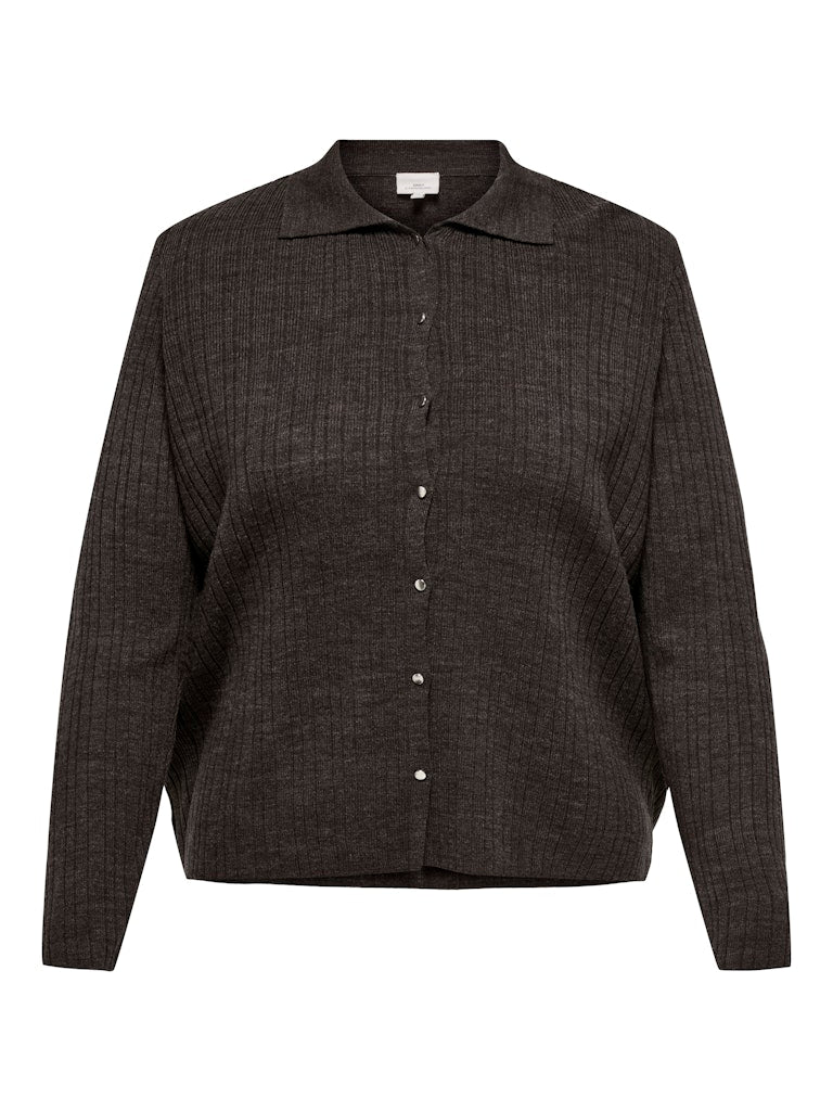 Only Carmakoma CARTHEA LS BUTTON POLO CARDIGAN KNT Chocolate Torte