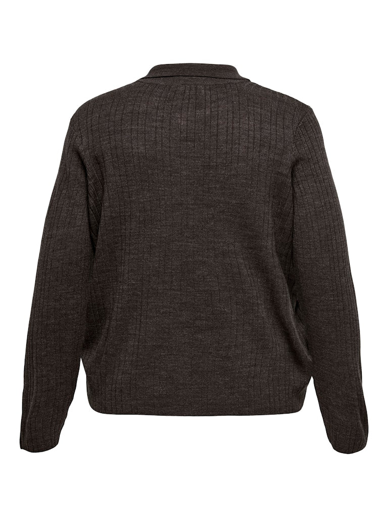 Only Carmakoma CARTHEA LS BUTTON POLO CARDIGAN KNT Chocolate Torte
