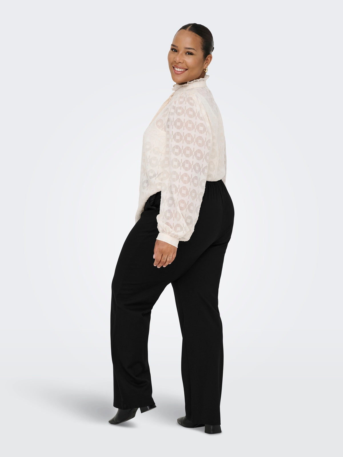 ONLY CARMAKOMA CARGOLDTRASH LIFE HW BELT WIDE PANT PNT ZWART