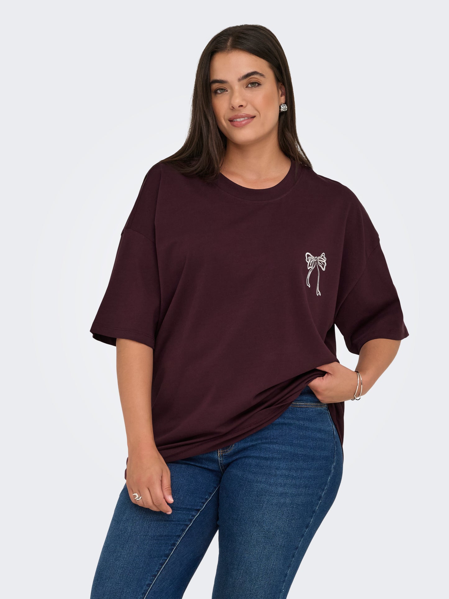 ONLY CARMAKOMA CARWINOVA LIFE S/S O-NECK LOOSE TEE JRS