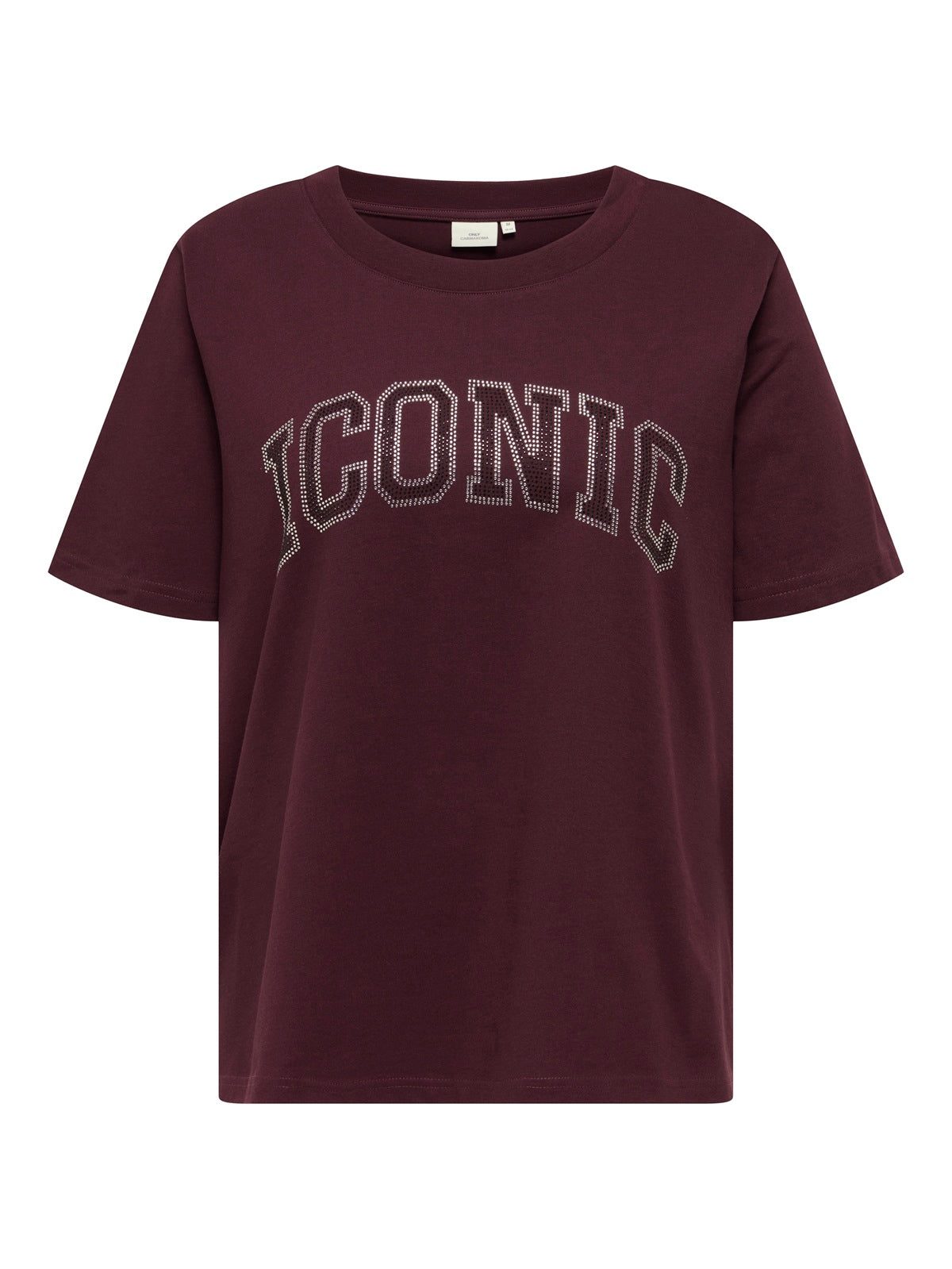 ONLY CARMAKOMA CARRIRI 2/4 O-NECK BOXY TEE JRS BURGUNDI